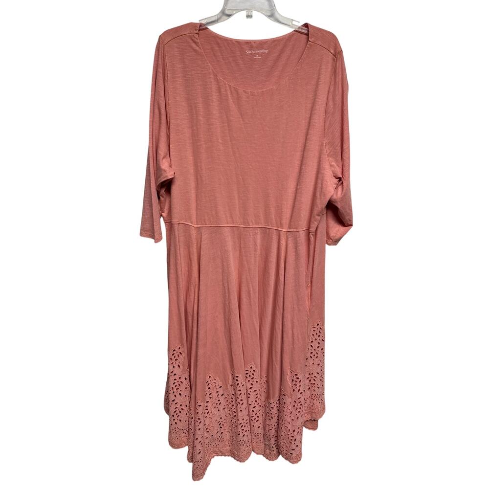 Soft Surroundings 3X Muted Dusty Pink Maxi Dress Handkerchief Lace Eyelet